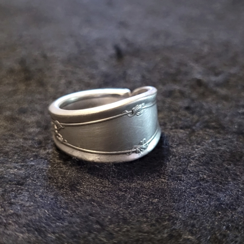 Antique Silver Plate Hand-Crafted Spoon Ring Boho